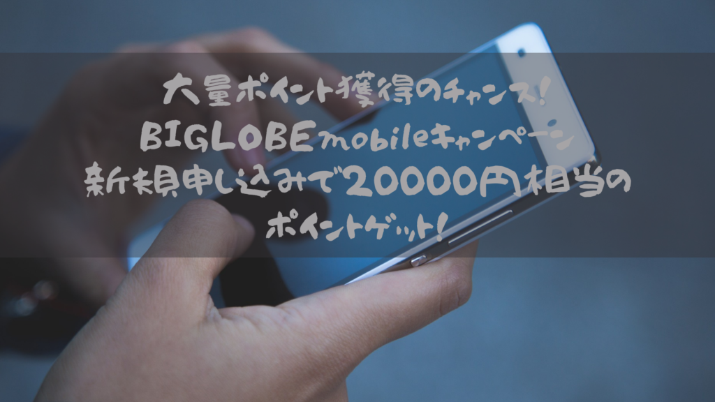 大量ポイント獲得のチャンス！BIGLOBEmobileキャンペーン新規申し込みで20000円相当のポイントゲット！※dポイント投資＆PayPayボーナス運用にも使用可能ポイント(2022年2月版)